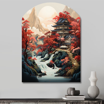 Estaugh - Asymmetrical Asian Art Metal Wall Decor, Arch Metal Wall Sculpture Print