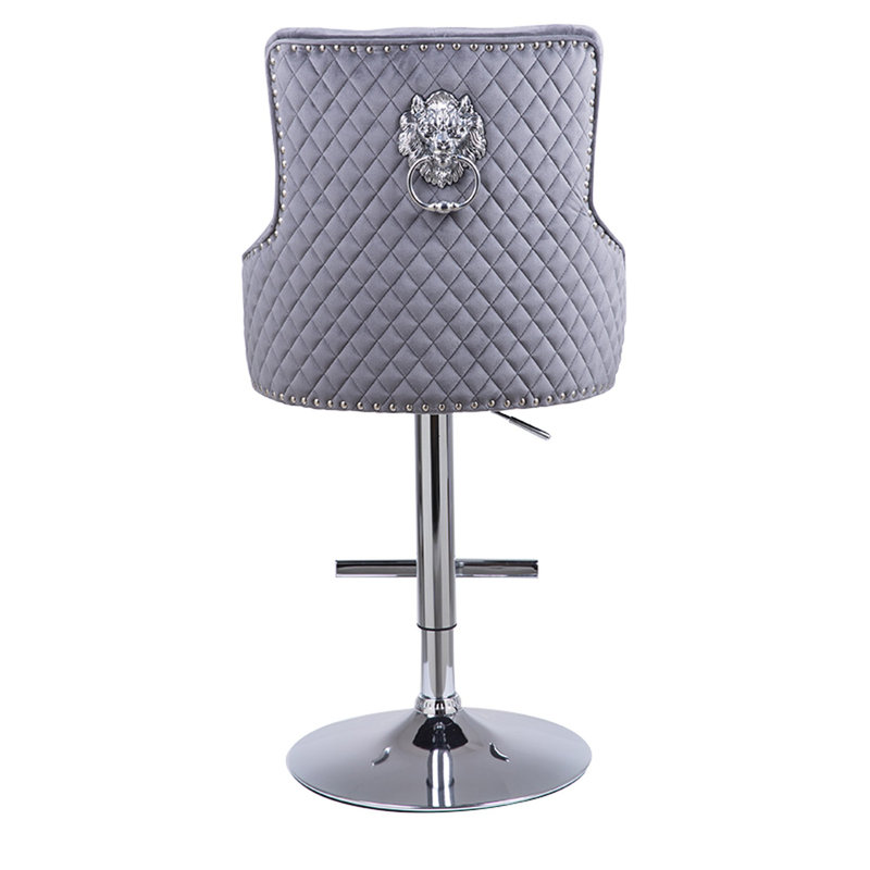 Provo Upholstered Adjustable Height Counter Stool with Metal Frame, Dark Grey