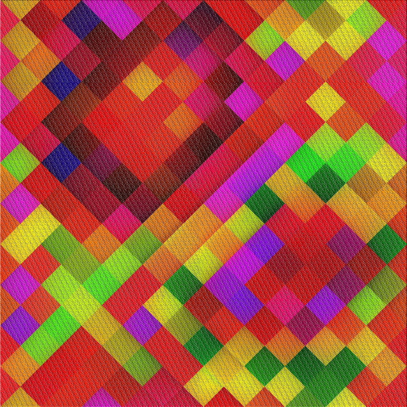 Tapis jaune/vert/rouge tissé à la machine, Carré 4 pi