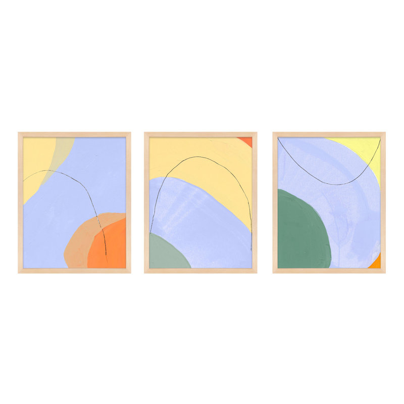 Ellipse Set Of 3 Print by Andrea Stokes, Brown Framed, 30" H x 72" W x 1.25" D