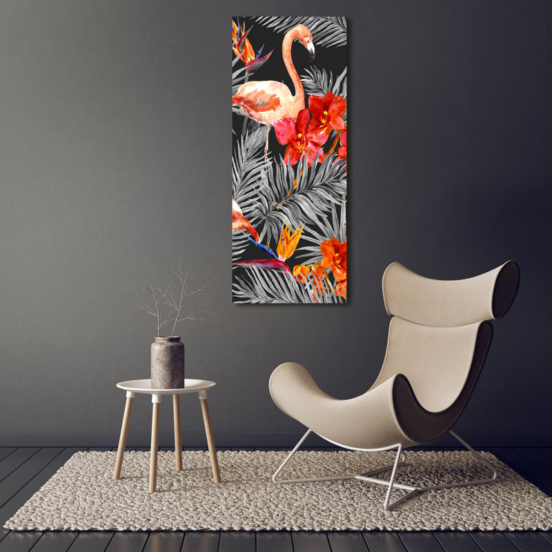 Flamingos and flowers 1 Piece Wrapped Canvas Wall Art