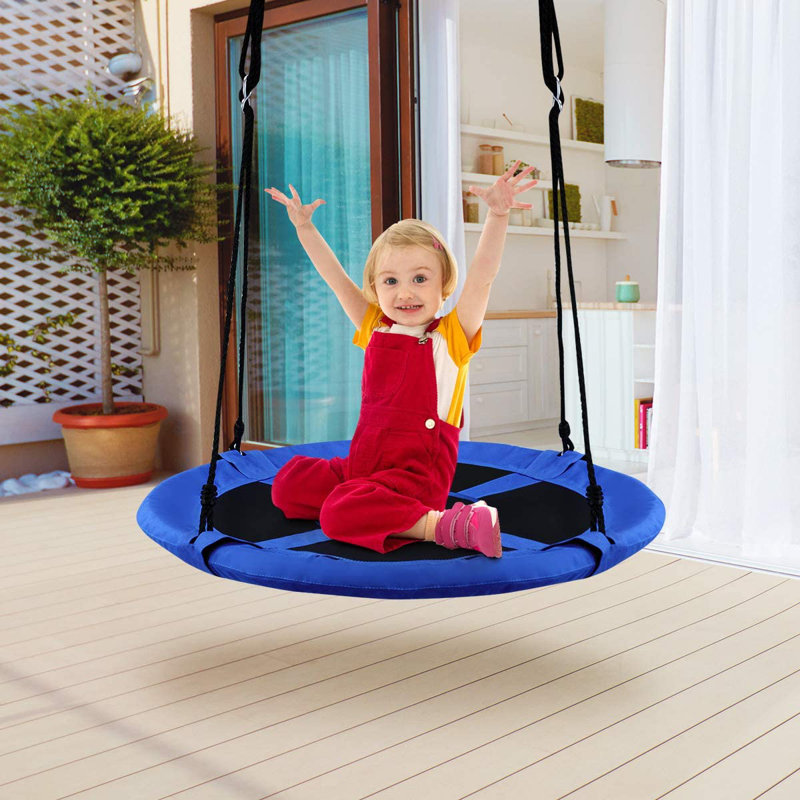 Freeport Park Kason Fabric Web / Saucer Swing Swing Seat with Chains, Blue