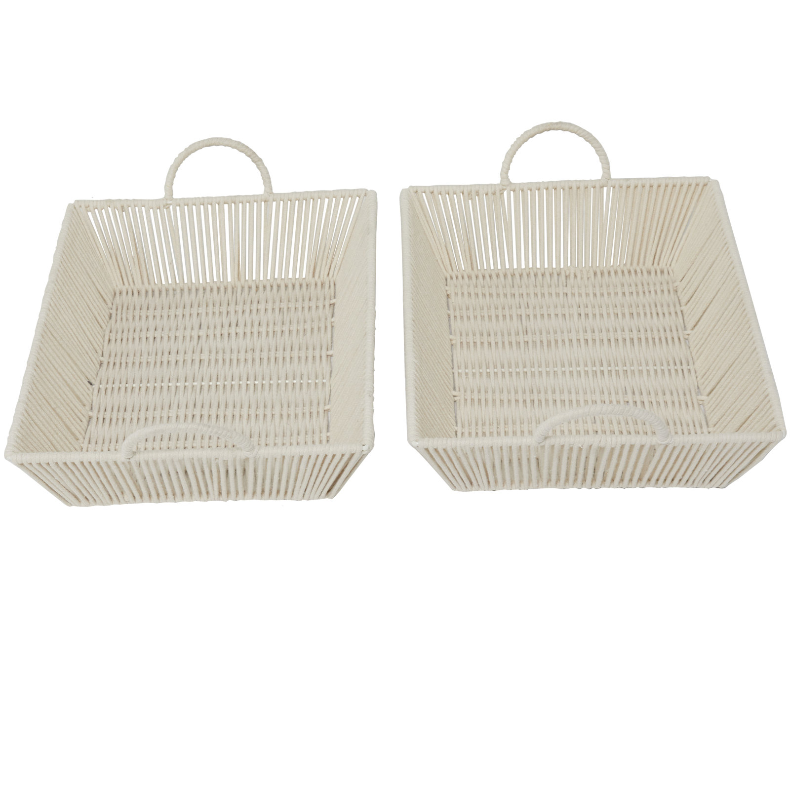 Emmanuel Handmade Decorative Basket, 5.85" H x 18.70" W x 13.10" D, Cream
