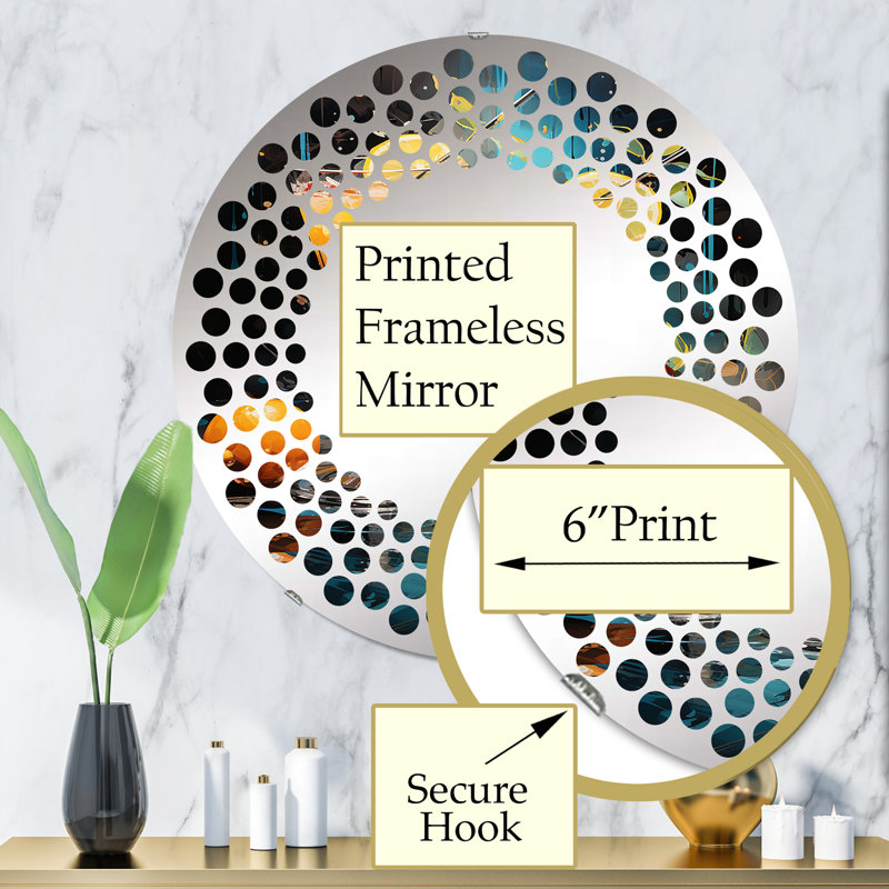 Polka Dot Wall Mirror-Round, 31.4" H x 31.4" W, Artful Mixology Cocktail Melody