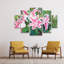 Ensemble de 5 panneaux muraux - Joanne Porter «Fancy Lilies», art mural sur toile pour le salon, la chambre à coucher ou le bureau 