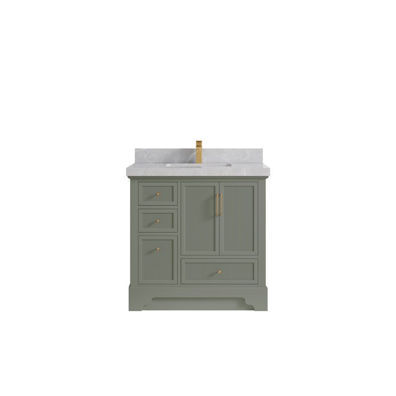 Alys 36'' Single Bathroom Vanity with Quartz Top, Pearl Gray