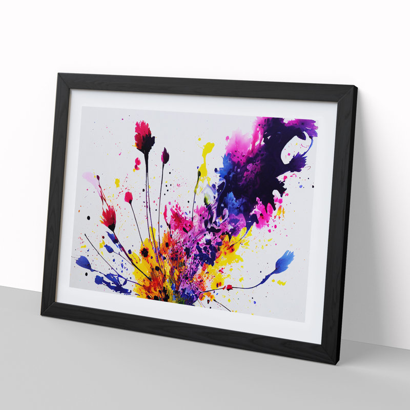 Flower Splash Vol.5 Abstract - Single Picture Frame Painting, 46cm H x 64cm W x 2cm D, Black