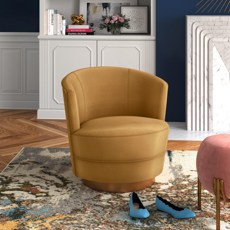 Chaise d'appoint pivotante en velours Shebaka, Velours doré
