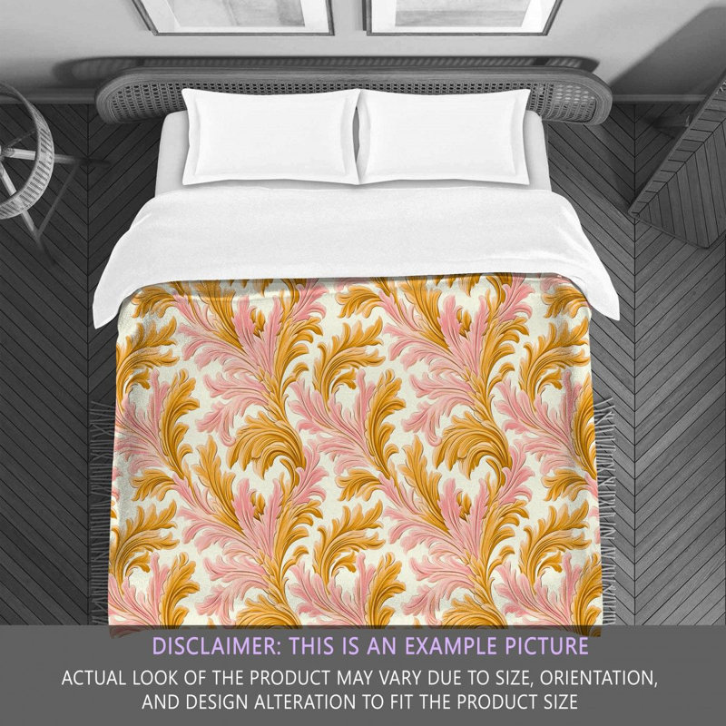 Polyester Comforter, Twin Comforter, Gold/Pink Floral