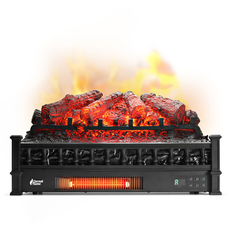 Caletti 26" Infrared Quartz Electric Fireplace Log Heater, Realistic Pinewood Logs, Adjustable Flame Colors, Thermostat, Timer, 1500W