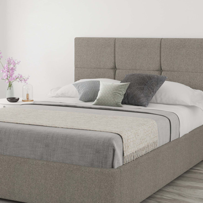 Kellen Upholstered Headboard, Tweed Grey, Small Double (4')