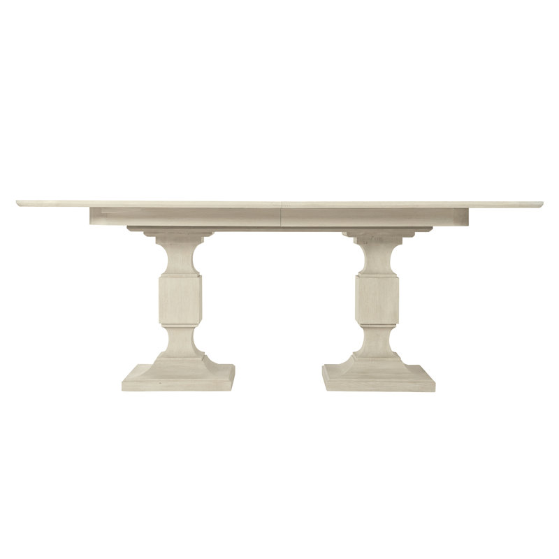 Beige Wood Extendable Rectangular Dining Table