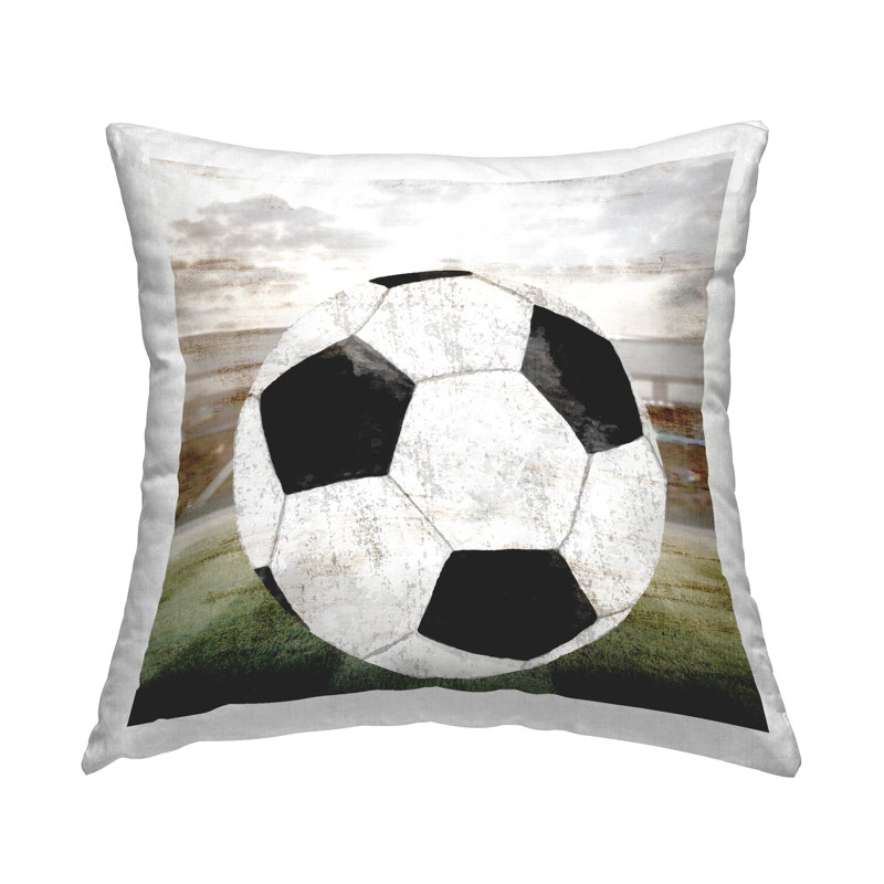 Soccer Ball Print 18" Square Decorative Throw Pillow