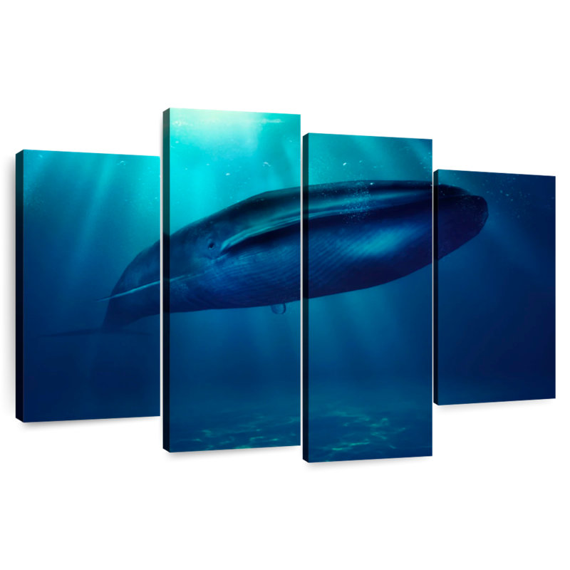 Baleine bleue sous l'eau, H 22 po x l 36 po