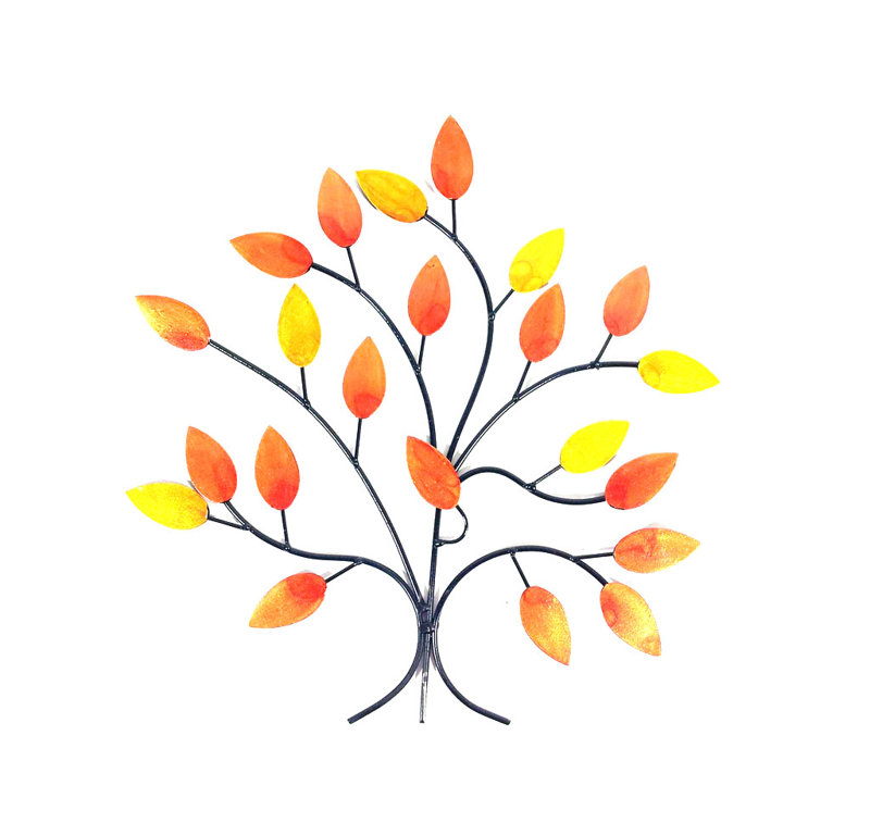 Handmade Trees And Nature Wall Decor on Metal, Golden