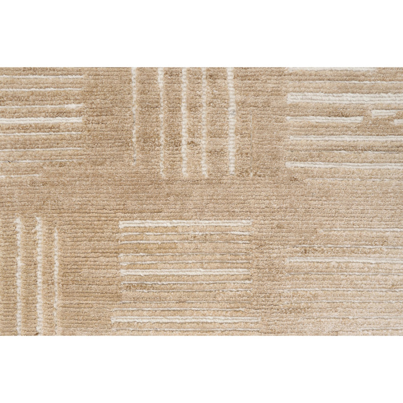 Hand Knotted Wool and Viscose Indoor Rug, Rectangle 5' x 8'
