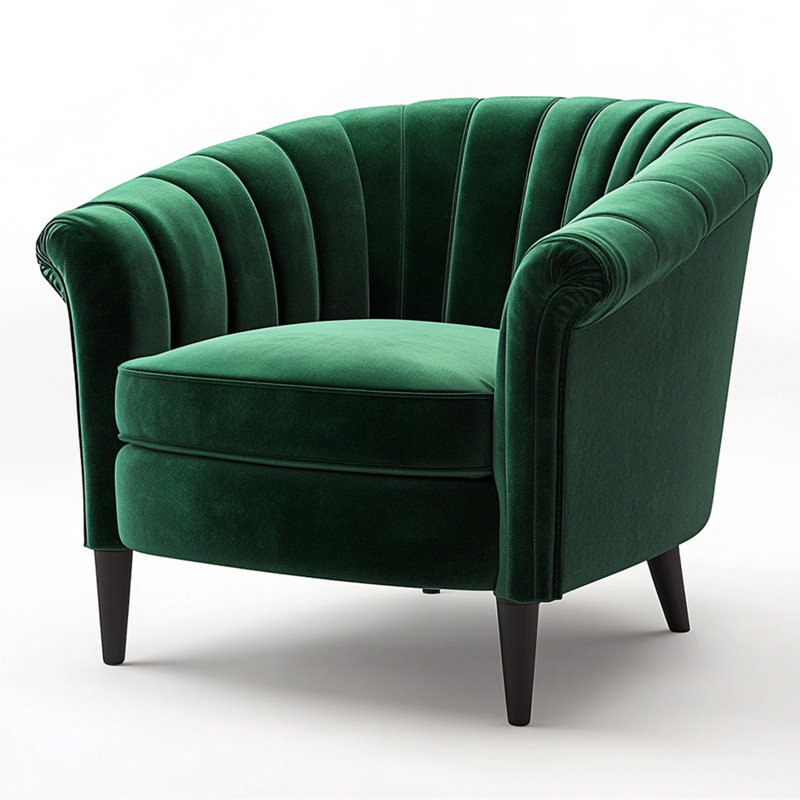 Fauteuil en velours vert foncé