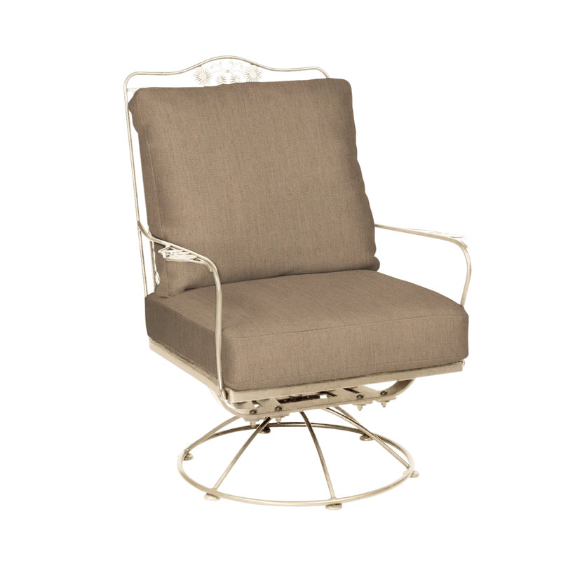 Briarwood Swivel Outdoor Lounge Chair, Weathered White, Canvas Heather Beige Sunbrella® Canvas