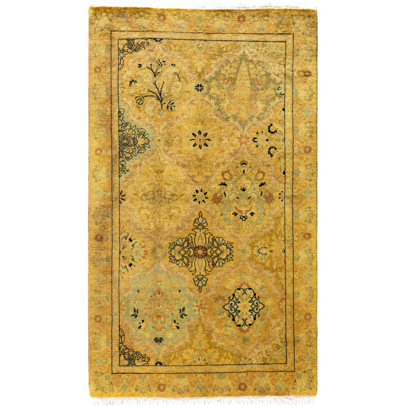 Overdyed Hand-Knotted Wool Modern-Contemporary Yellow Area Rug 2' 8" x 4' 6"