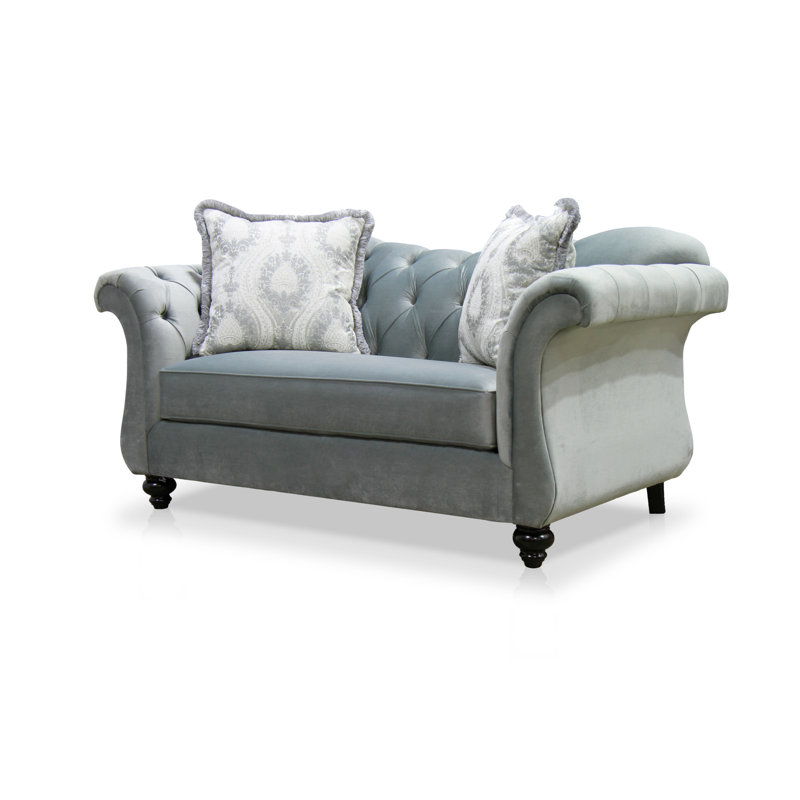 Causeuse traditionnelle Bate en moka clair, 100 % lin gris