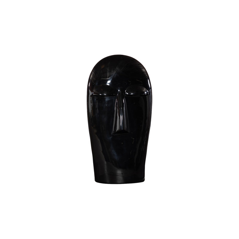 Small Gel Coat Emerging Face Sculpture, Black, 77" H x 44" W x 25" D