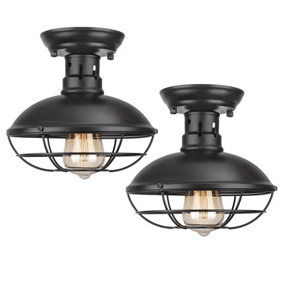 Plafonnier encastré 1 lumière industriel noir mat
