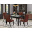 L'ensemble 5 pièces de table et chaises de cuisine comprend une table de salle à manger rectangulaire et 4 chaises rembourrées en tissu de polyester, noir-130188971-130188972-130188978
