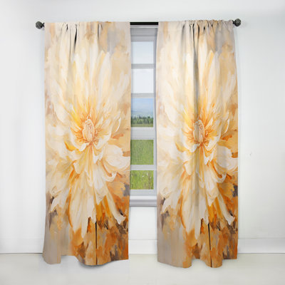 Peach Marigold Elegance Bouquet Still Life I - Marigold Floral Room Darkening Curtain - 1 Panels