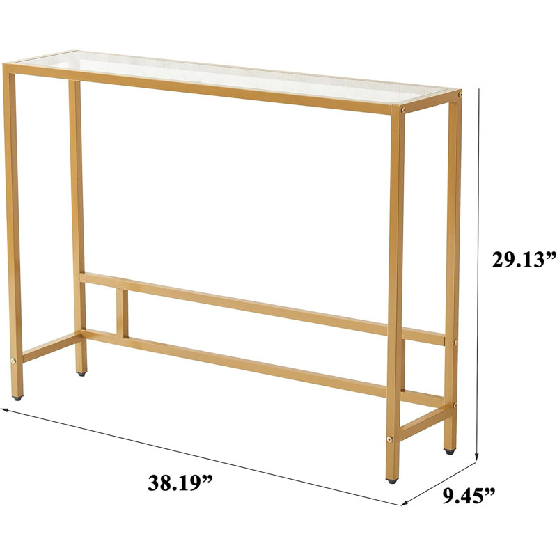 Table de canapé en verre trempé avec cadre en métal, monocouche, or