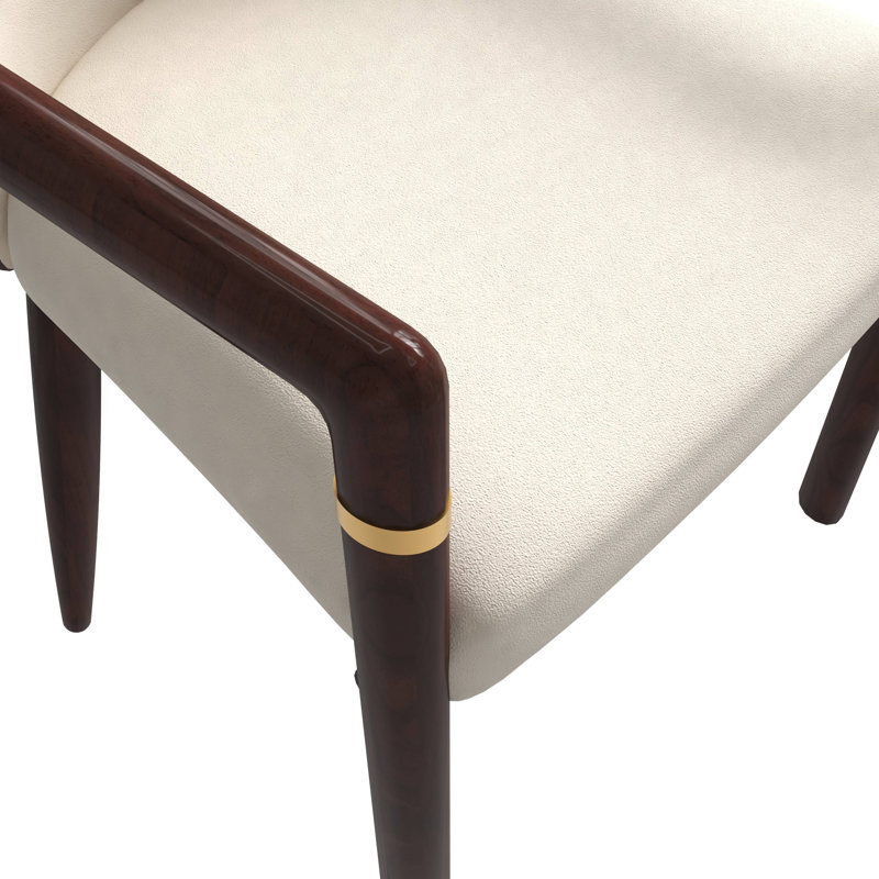 Kavonna Upholstered Dining Chair Ergonomic Armchair With Rubberwood Base And Gold Accents Kavonna Series, Brown Cream