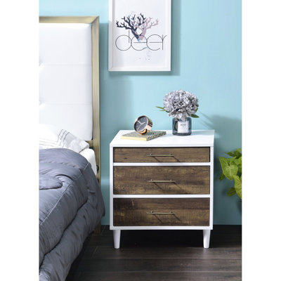 White & Weathered Oak Rectangular Makeup Table With 3 Drawers Occasional Console In