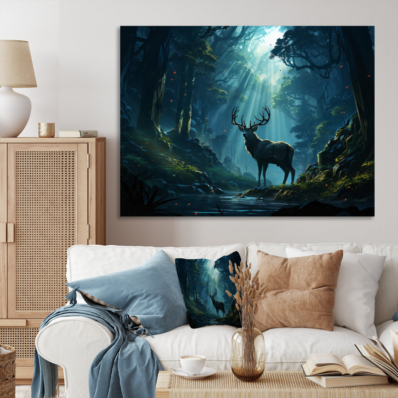 Deer Dancing Shadows - Animals Canvas Art Print, Toile tendue, H 30 po x l 40 po x P 1,5 po