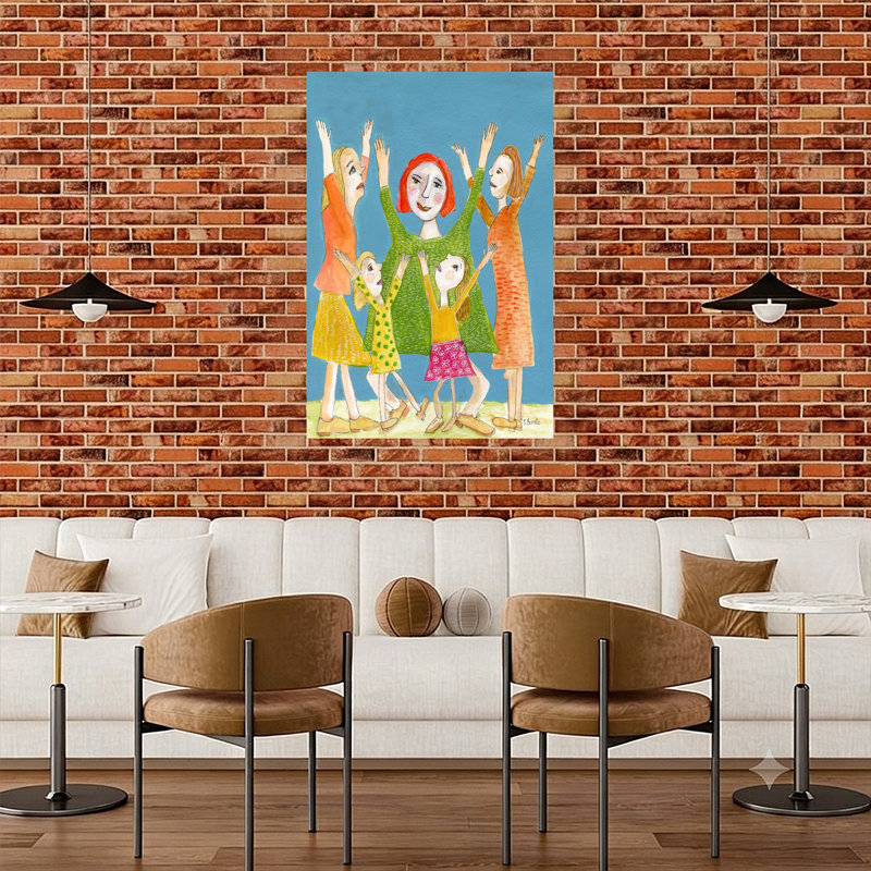 Joyful Women Together Contemporary Wall Art, 48" H x 32" W