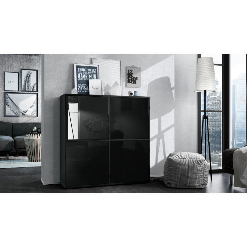 Mccafferty 104cm Sideboard, Black Matt/Black High Gloss