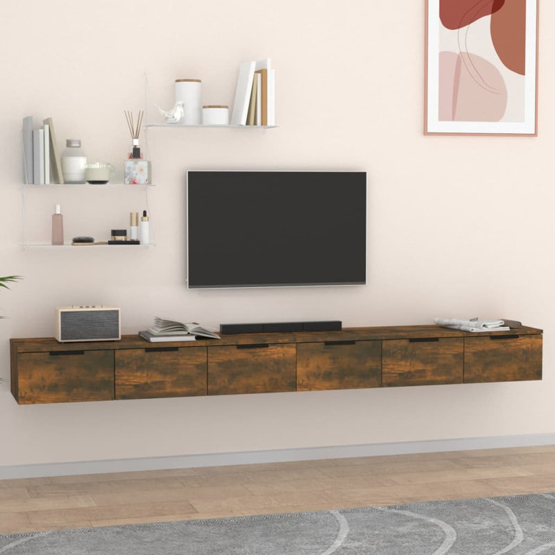 6 Piece Floating Shelf, Smoked Oak