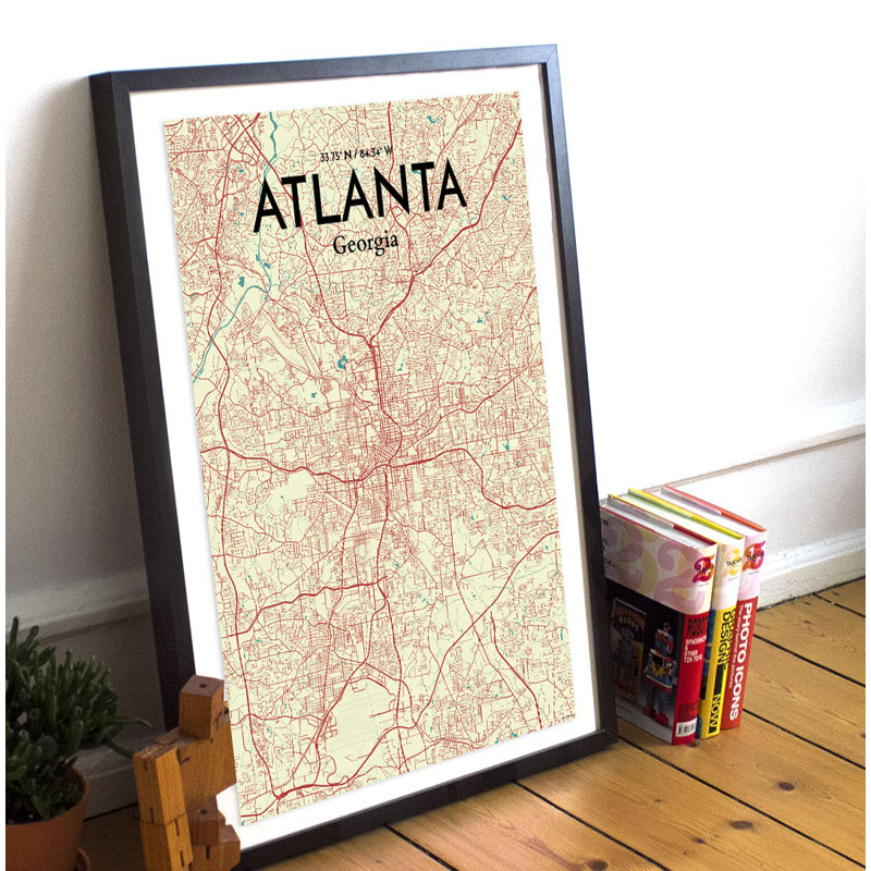 Atlanta City Map - No Frame Print, 43cm H x 28cm W x 0.13cm D