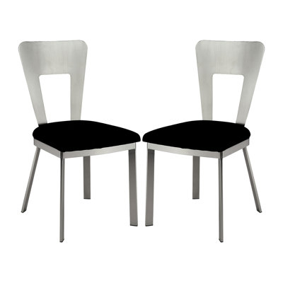 Ensemble de 2 chaises d'appoint en microfibre et métal en argent et noir