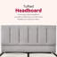 Structure de lit plateforme tapissier grand lit, tête de lit capitonnée, gris-802287006