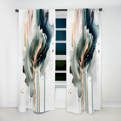 Portelli - Green Elegant Roses I - Modern Curtain - Velvet Room Darkening - 1 panel