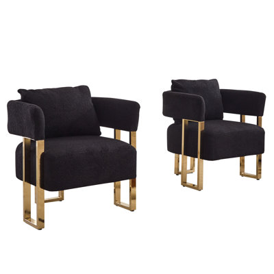 Modern Velvet Square Arm Sofa with Luxurious Polished Gold Metal Legs 2PCS