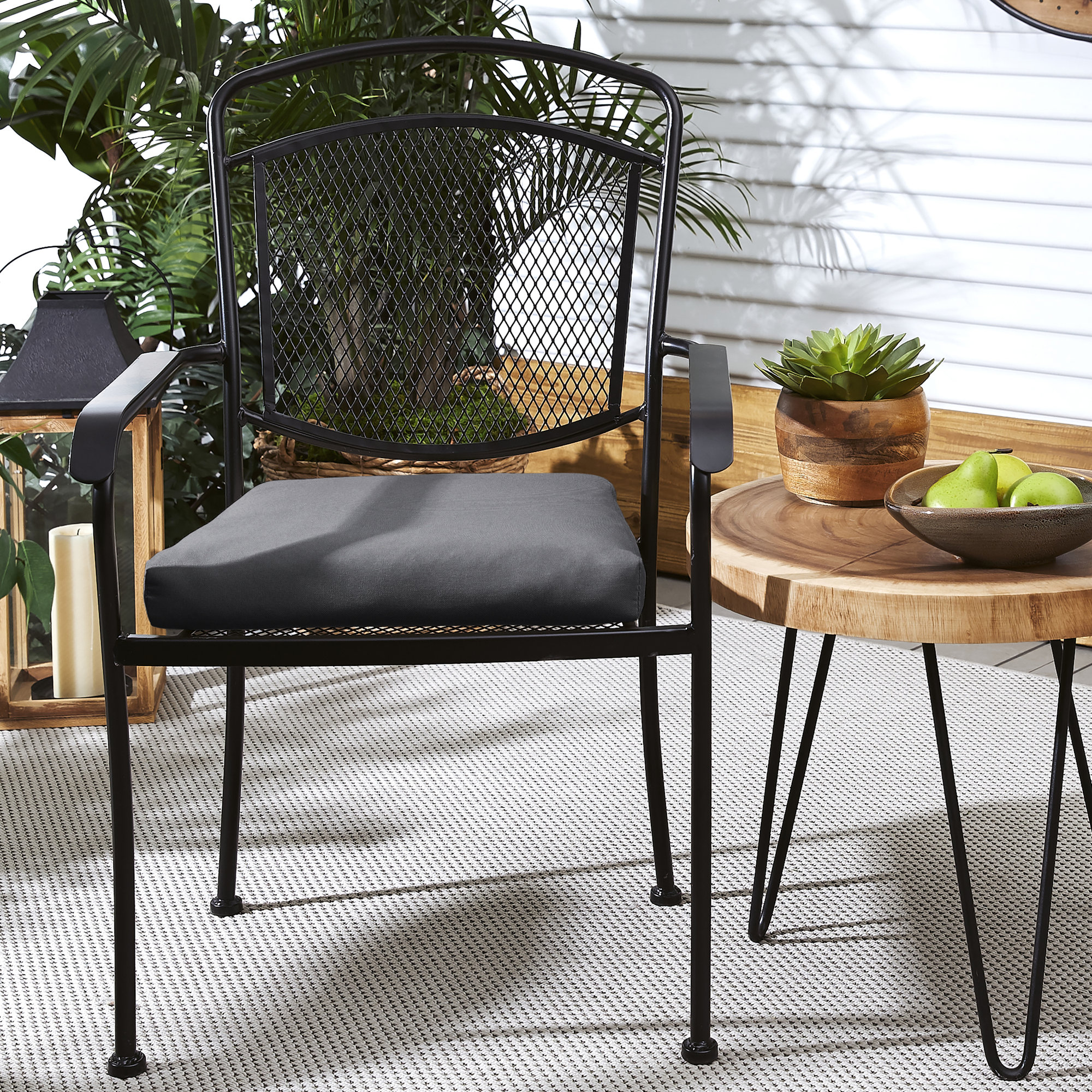 Kisha Sunbrella Outdoor Dining Chair Cushion, Fresco Charcoal