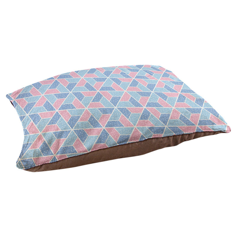 Coussin pour chien Byrge Trapezoids, Très grand (l 50 po x P 40 po x H 42 po), Rose chaud / bleu ciel