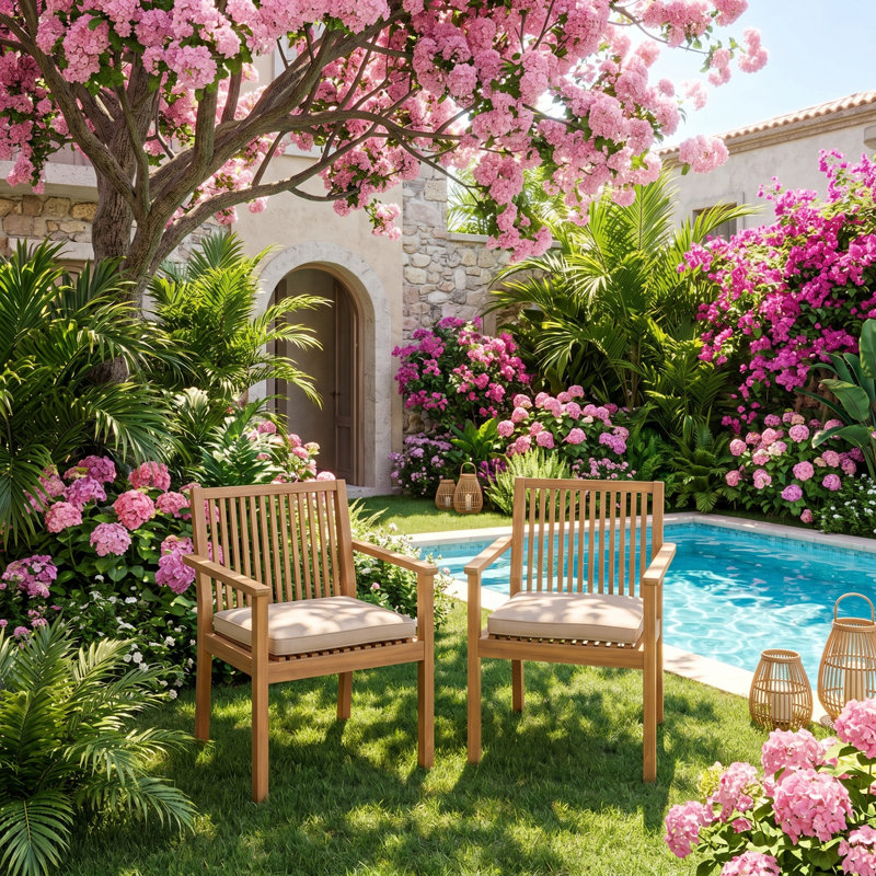Ensemble de chaises de patio en bois d'acacia massif l 24 po x P 23,5 po x H 32,5 po Christopher Knight Home