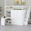 Lit mezzanine avec garde-robe, bureau et tablettes-916915660