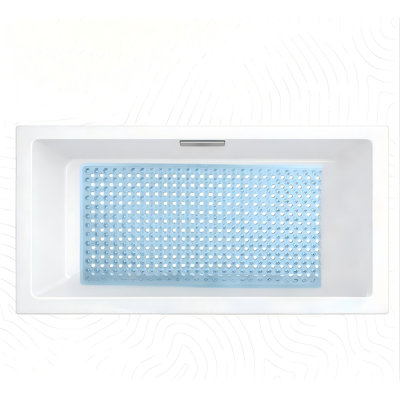 Shower Mat - 22" By 22" Square Non Slip Large Bath Mat For Bathtub - Patented Design - Suction Cup Traction Skid Pad For Stalls Floors Tub - Textured Rubber With Drain Hole