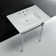 Ceramic Rectangular Console Bathroom Sink with Overflow