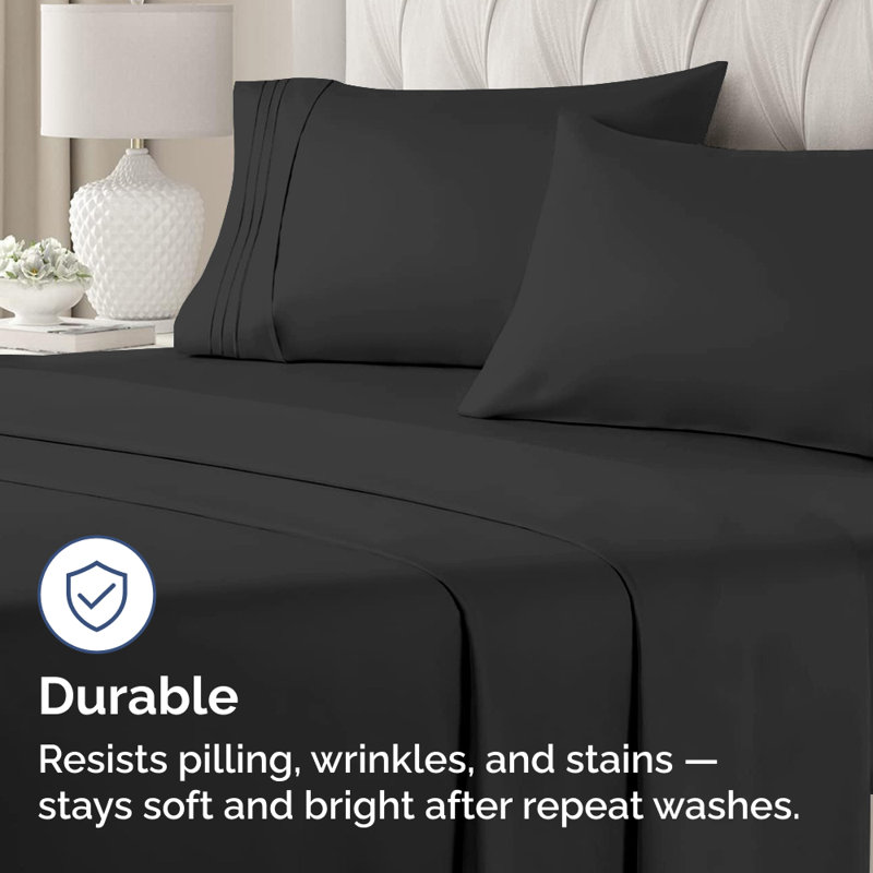 Microfiber Pillowcase Set of 2, Soft Double Brushed Pillow Covers, Breathable & Easy Care, King, Black