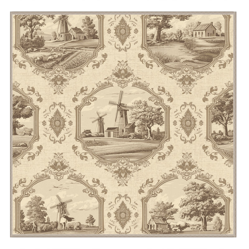 Tapis moelleux moelleux de style rétro Cropsey, Carré 5 pi