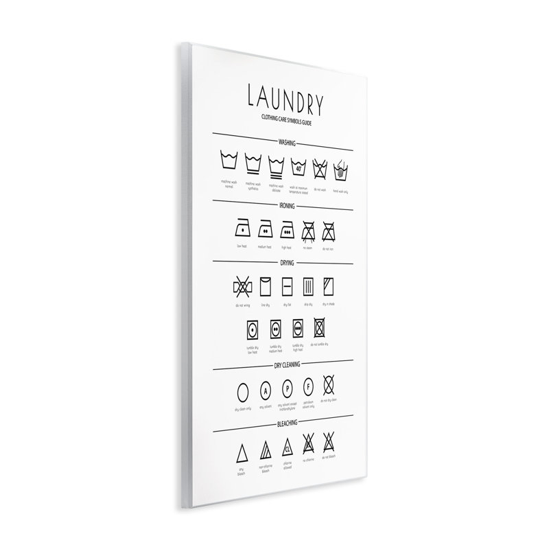 Laundry Cleaning Symbols Minimal Design by Martina Pavlova - Textual Art Print, 15" H x 10" W