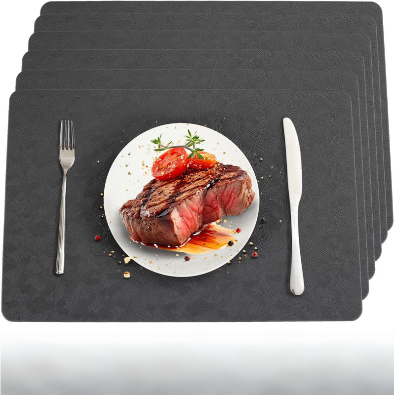 Ensemble de 6 napperons en vinyle résistants à la chaleur, faciles à nettoyer et antidérapants pour la table de salle à manger